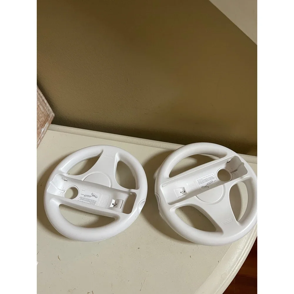 2 Pack Official Nintendo Wii Wheel White Mario Kart Racing Controller